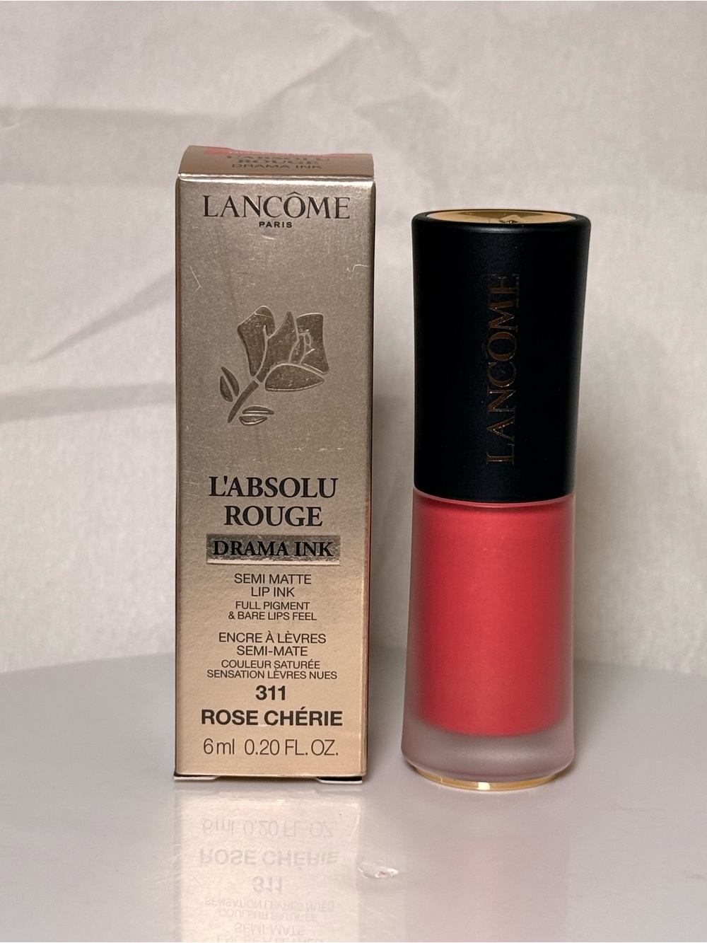 Lancôme L’Absolu semi matte ink drama lip ink lipstick color  311  rose cherie